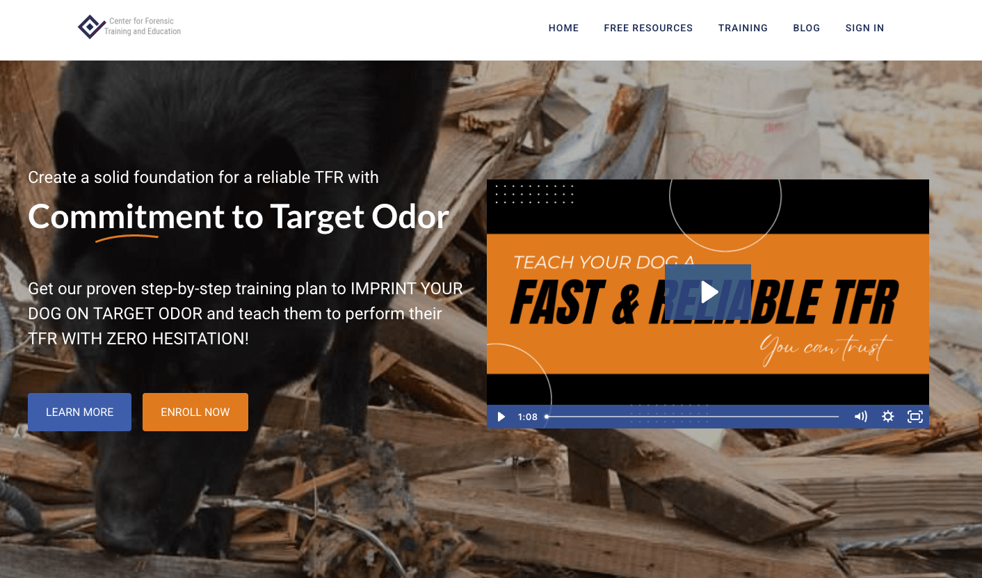 Center for Forensic Training sales page pet copywriter