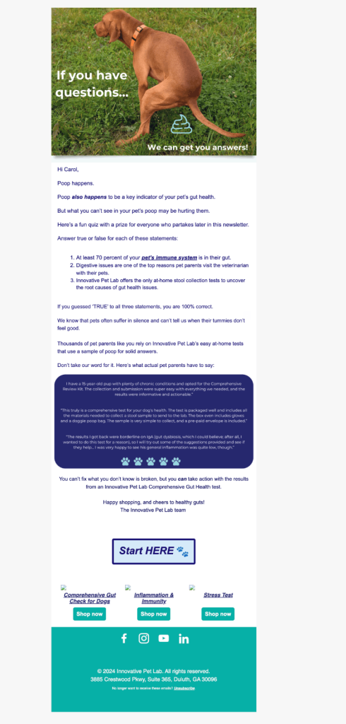 email newsletter for pet industry from pet copywriter