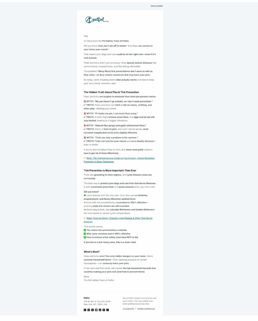 Tick and flea prevention email client